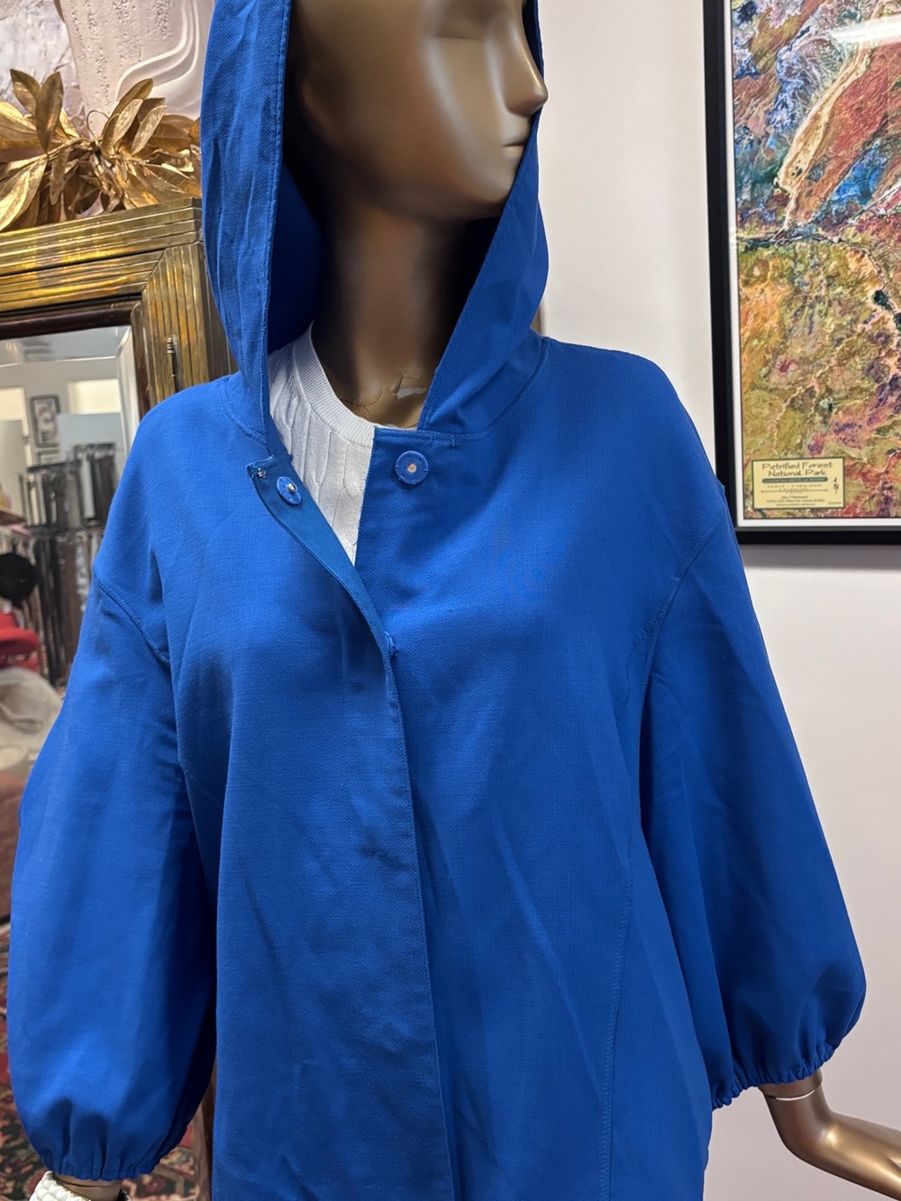 Bright Royal Blue Hooded Coat